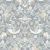 Seabrook Legacy Prints Fragaria Garden Wallpaper - Blue Mist & Blush
