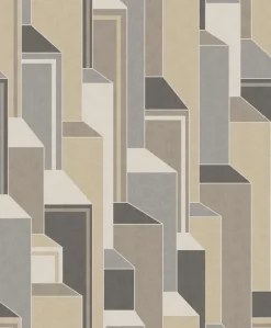 Seabrook Mondrian Deco Wallpaper - Latte Graphite
