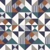 Seabrook Mondrian Lozenge Wallpaper - Indigo & Burnt Orange