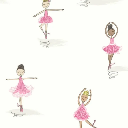 Seabrook Playdate Adventure Tiny Dancers Wallpaper - Pink & White