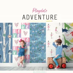 Seabrook Playdate Adventure Tiny Dancers Wallpaper - Pink & White