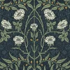 Seabrook Stenciled Floral Wallpaper - Navy Blue & Sage