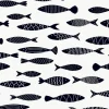 Seabrook Summer House Bay Fish Wallpaper - Black and White
