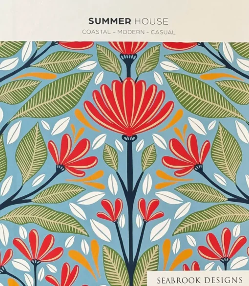 Seabrook Summer House Carmela Folk Floral Wallpaper - Summer Ends
