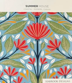 Seabrook Summer House Cyrus Harvest Wallpaper - Mediterranean Blue