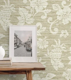 Seabrook Summer House Juno Island Floral Wallpaper - Saddle Tan