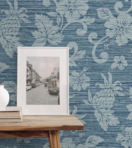Seabrook Summer House Juno Island Floral Wallpaper - Bay Blue