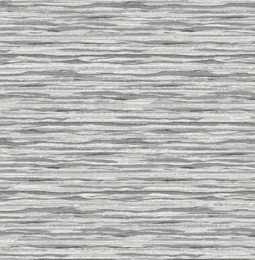 Seabrook Summer House Skye Wave Stringcloth Wallpaper - Rainy day Surf