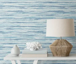 Seabrook Summer House Skye Wave Stringcloth Wallpaper - Summer Surf