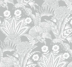 Seabrook Summer House Suvi Palm Grove Wallpaper - Bluish Gray