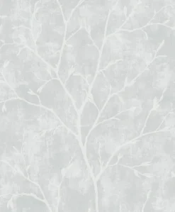 Seabrook White Heron Avena Branches Wallpaper - Winter Grey