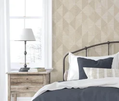 Seabrook White Heron Diamond Inlay Wallpaper - Sandy