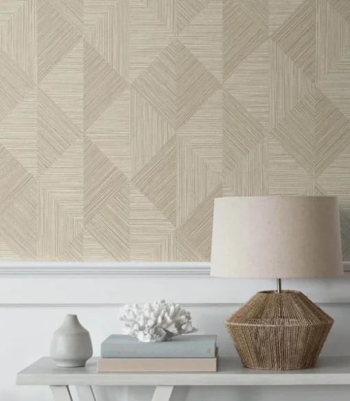 Seabrook White Heron Diamond Inlay Wallpaper - Sandy