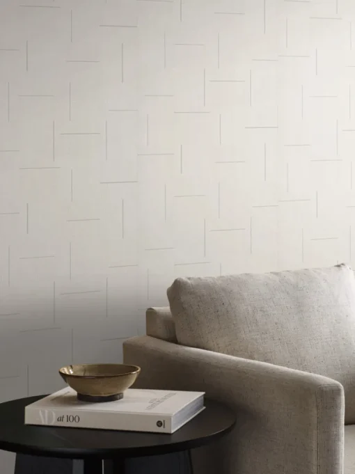Signature Textures Geo Block Weave Wallpaper - Ivory