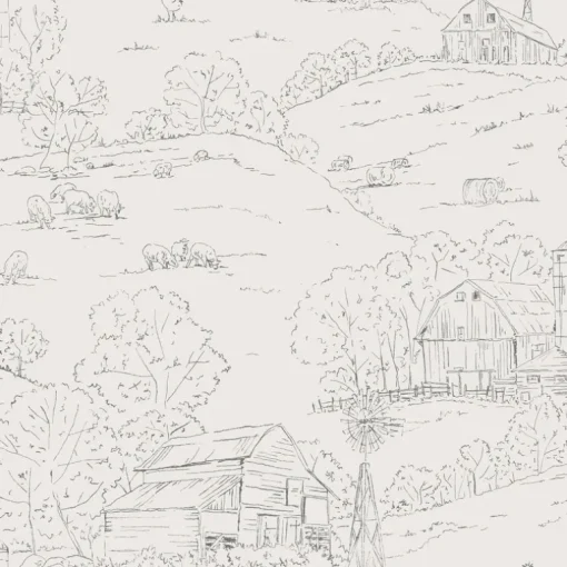 Simply Farmhouse Pasture Toile Wallpaper - Beige