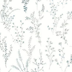 Simply Farmhouse Wildflower Sprigs Wallpaper - Blue & Green