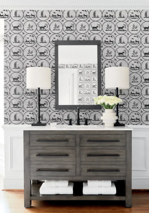 Thibaut Canopy Dooley Wallpaper - Black