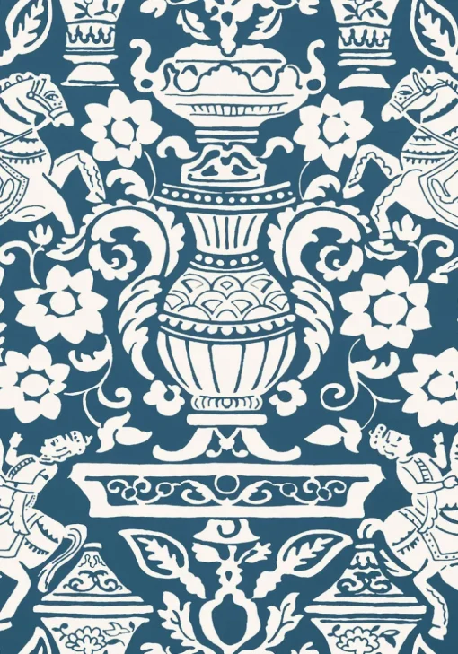 Thibaut Canopy Galway Wallpaper - Navy Blue