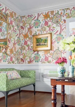 Thibaut Canopy Windsor Wallpaper - Cream & Red