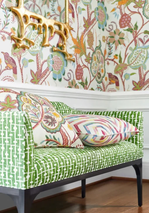 Thibaut Canopy Windsor Wallpaper - Cream & Red