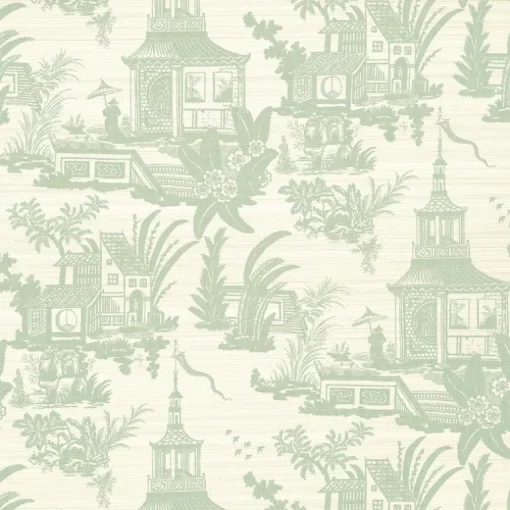 Thibaut Grand Palace Empress Court Wallpaper - Mist