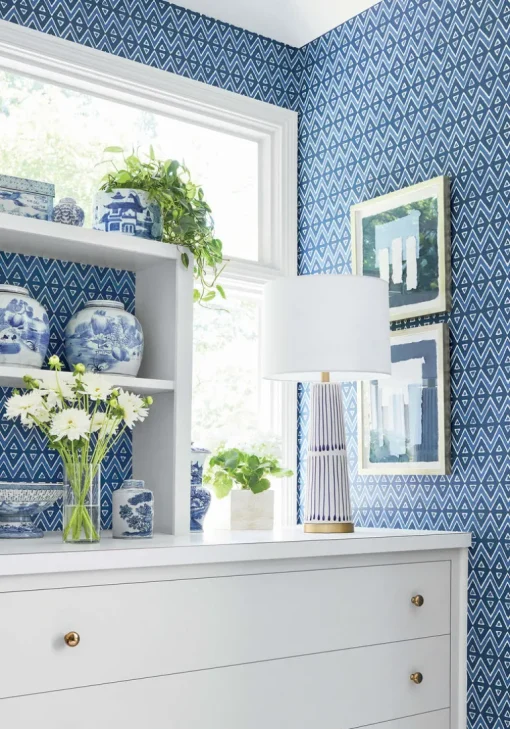 Thibaut Mesa Tiburon Wallpaper - Navy Blue