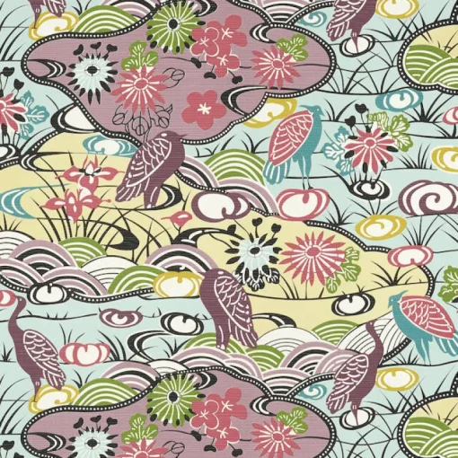 Thibaut Pavilion Heron Stream Wallpaper - Multi