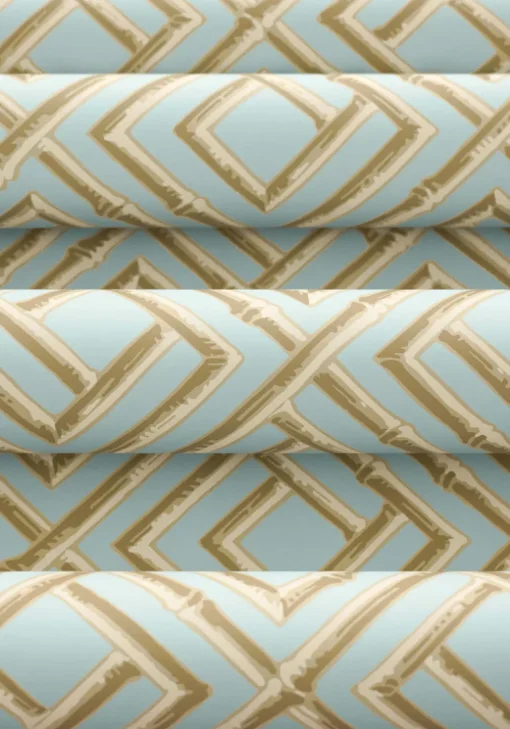 Thibaut Sojourn French Lattice Wallpaper - Blue & Beige