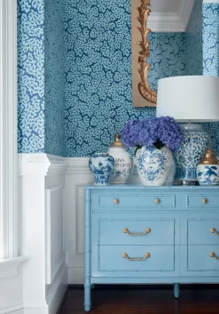Thibaut Sojourn Maldives Wallpaper - Navy