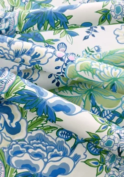 Thibaut Sojourn Peony Garden Wallpaper - Blue & Green