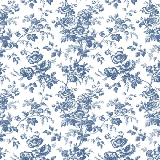 Toile Resource Library Anemone Toile Wallpaper - Blue