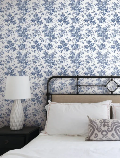 Toile Resource Library Anemone Toile Wallpaper - Blue