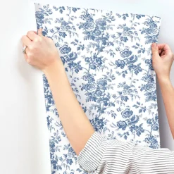 Toile Resource Library Anemone Toile Wallpaper - Blue