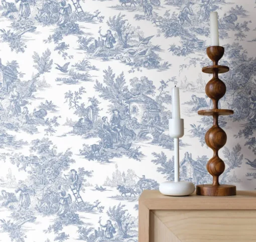 Toile Resource Library Campagne Toile Wallpaper - Blue