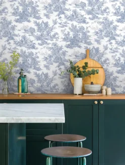 Toile Resource Library Campagne Toile Wallpaper - Blue