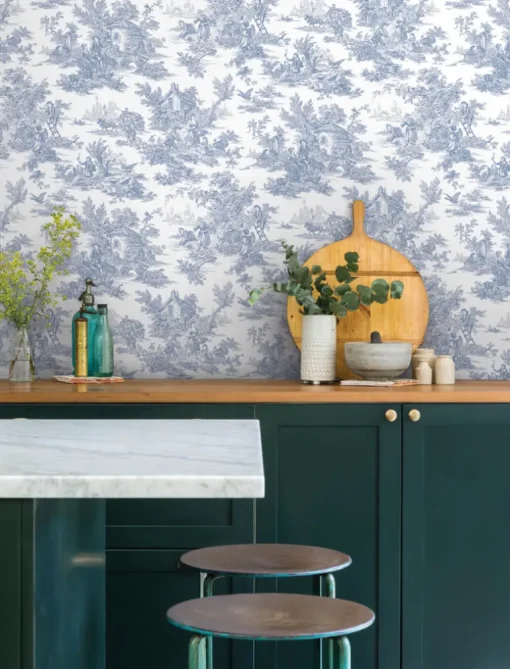 Toile Resource Library Campagne Toile Wallpaper - Blue