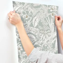 Toile Resource Library Orchid Conservatory Toile Wallpaper - Blue