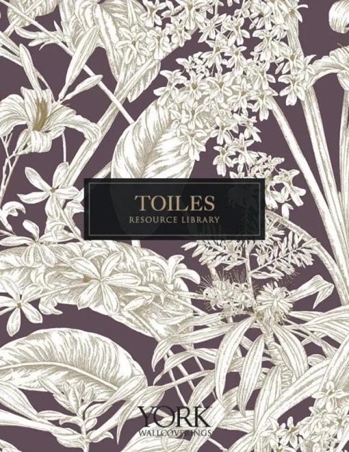 Toile Resource Library Passion Flower Toile Wallpaper - Blue