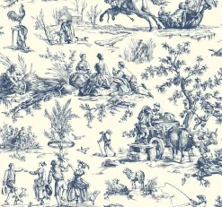 Toile Resource Library Seasons Toile Wallpaper - Blue