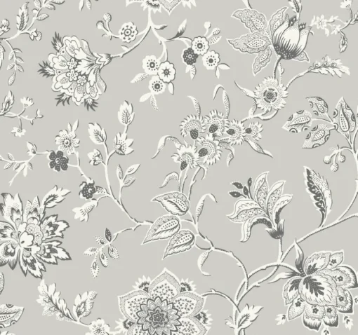 Toile Resource Library Sutton Wallpaper - Gray