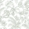 Toile Resource Library Tropical Sketch Toile Wallpaper - Green