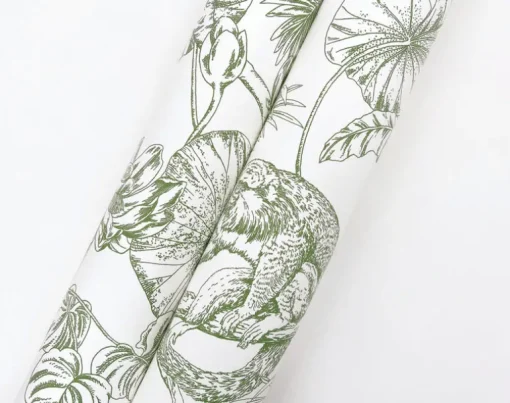 Toile Resource Library Tropical Sketch Toile Wallpaper - Green