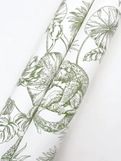 Toile Resource Library Tropical Sketch Toile Wallpaper - Green