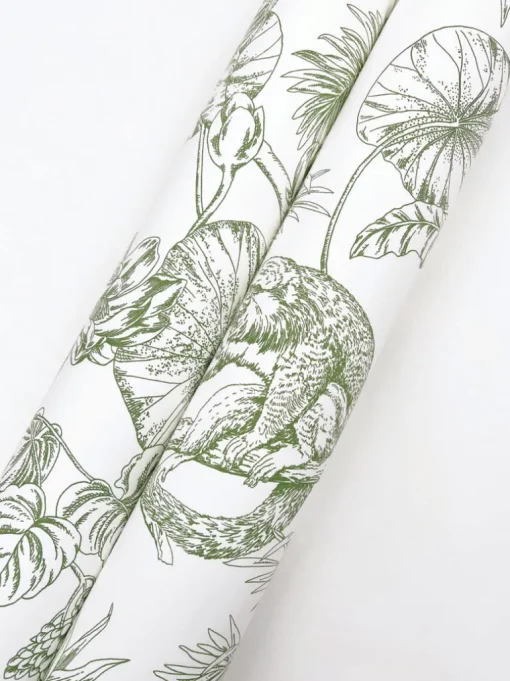 Toile Resource Library Tropical Sketch Toile Wallpaper - Green