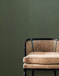 Tropics Resource Library Palm Chevron Wallpaper - Green & Gold