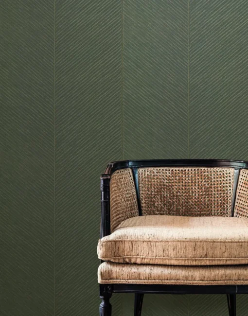 Tropics Resource Library Palm Chevron Wallpaper - Green & Gold