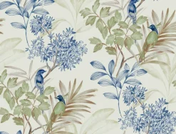 Watercolor Botanicals Handpainted Songbird Peel & Stick Wallpaper - Green & Blue