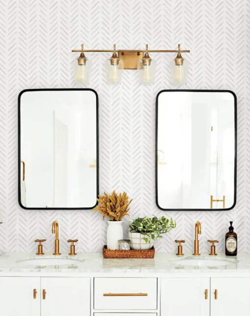 Watercolor Botanicals Painted Herringbone Peel & Stick Wallpaper - Sand
