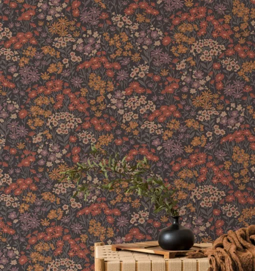 Westbury Forest Ditsy Daisies Wallpaper - Orange