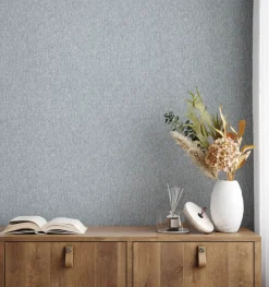 Westbury Forest Herringbone Tweed Wallpaper - Blue